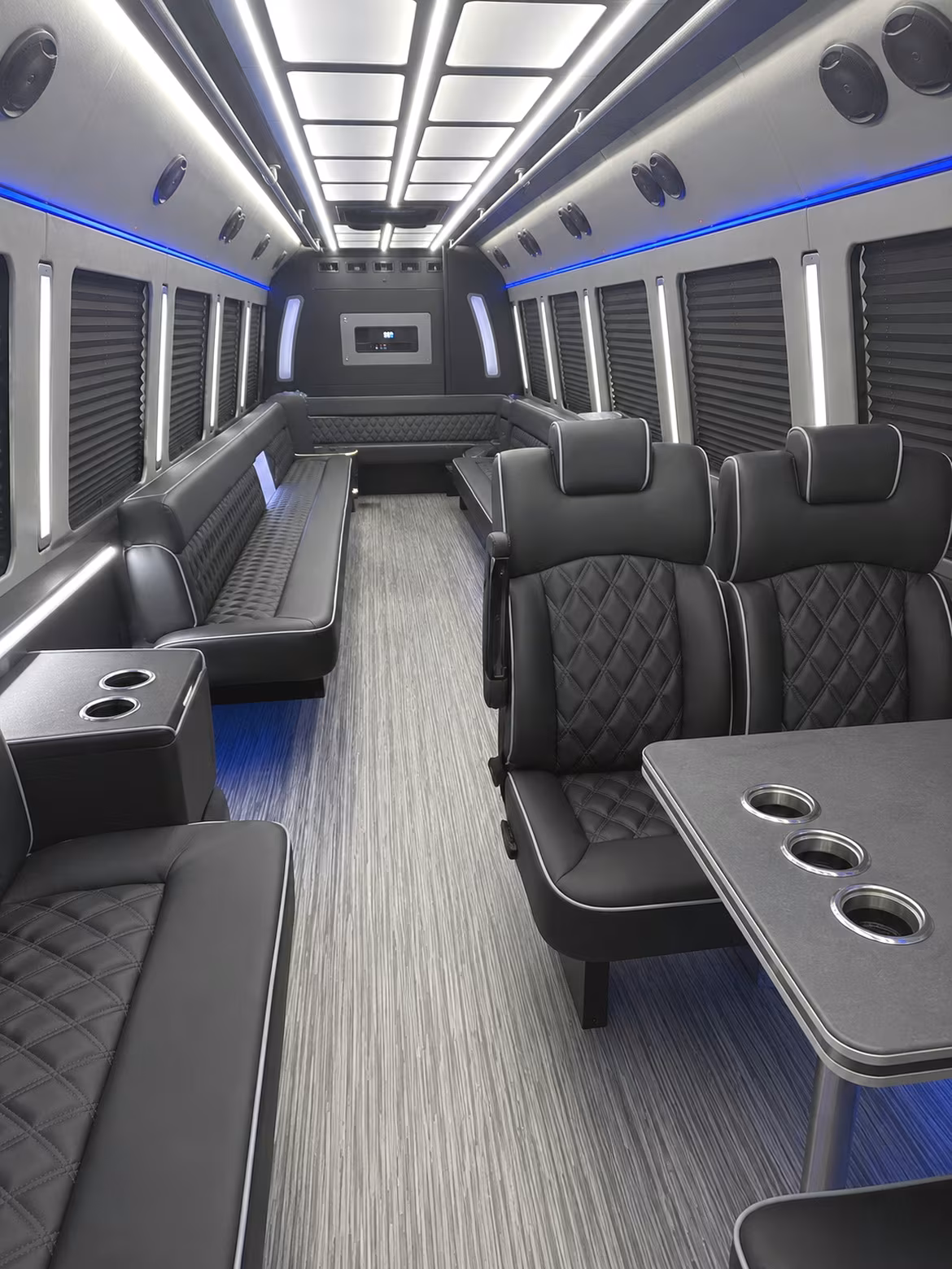 palm bay 25 passenger party bus inside