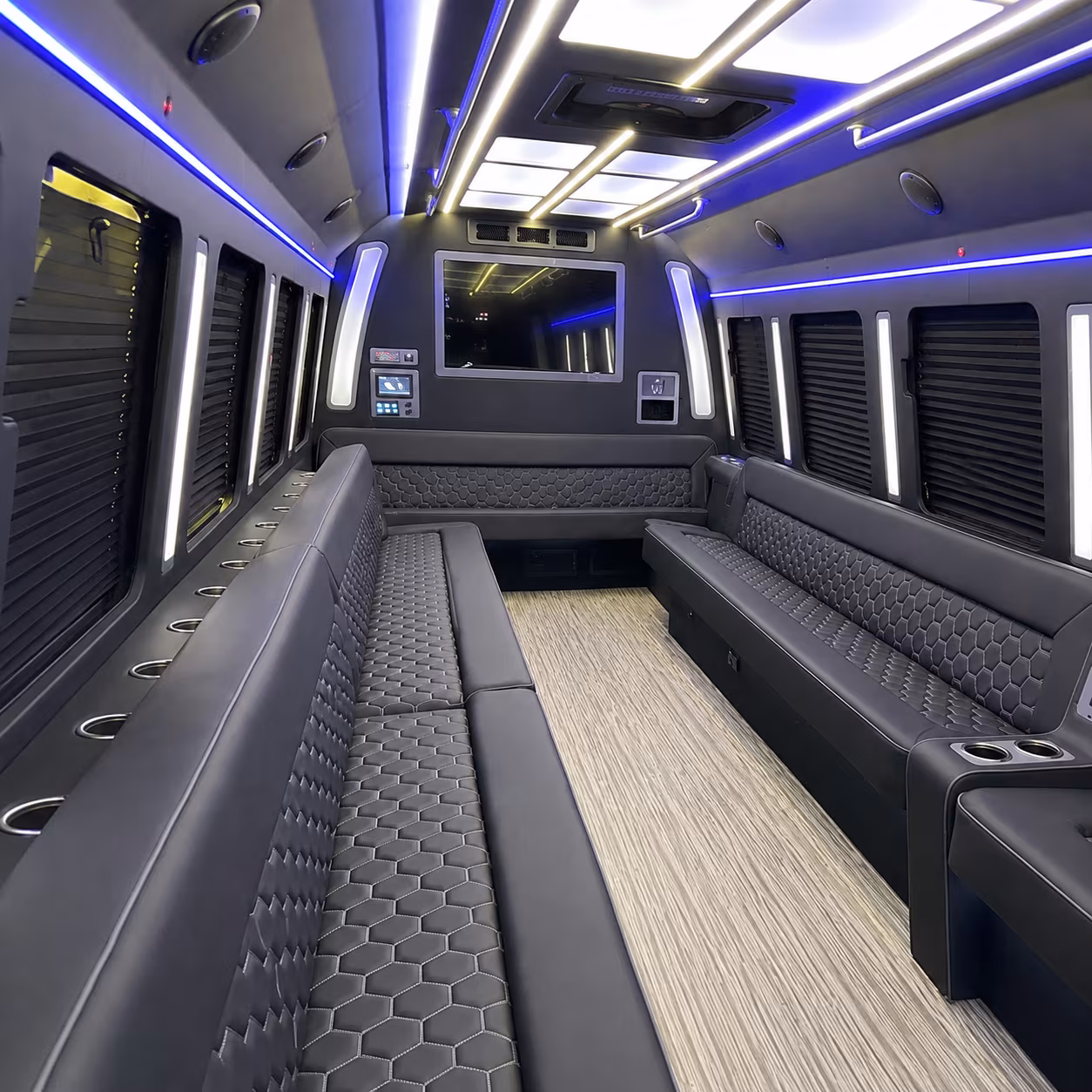 palm bay 40 passenger party bus inside